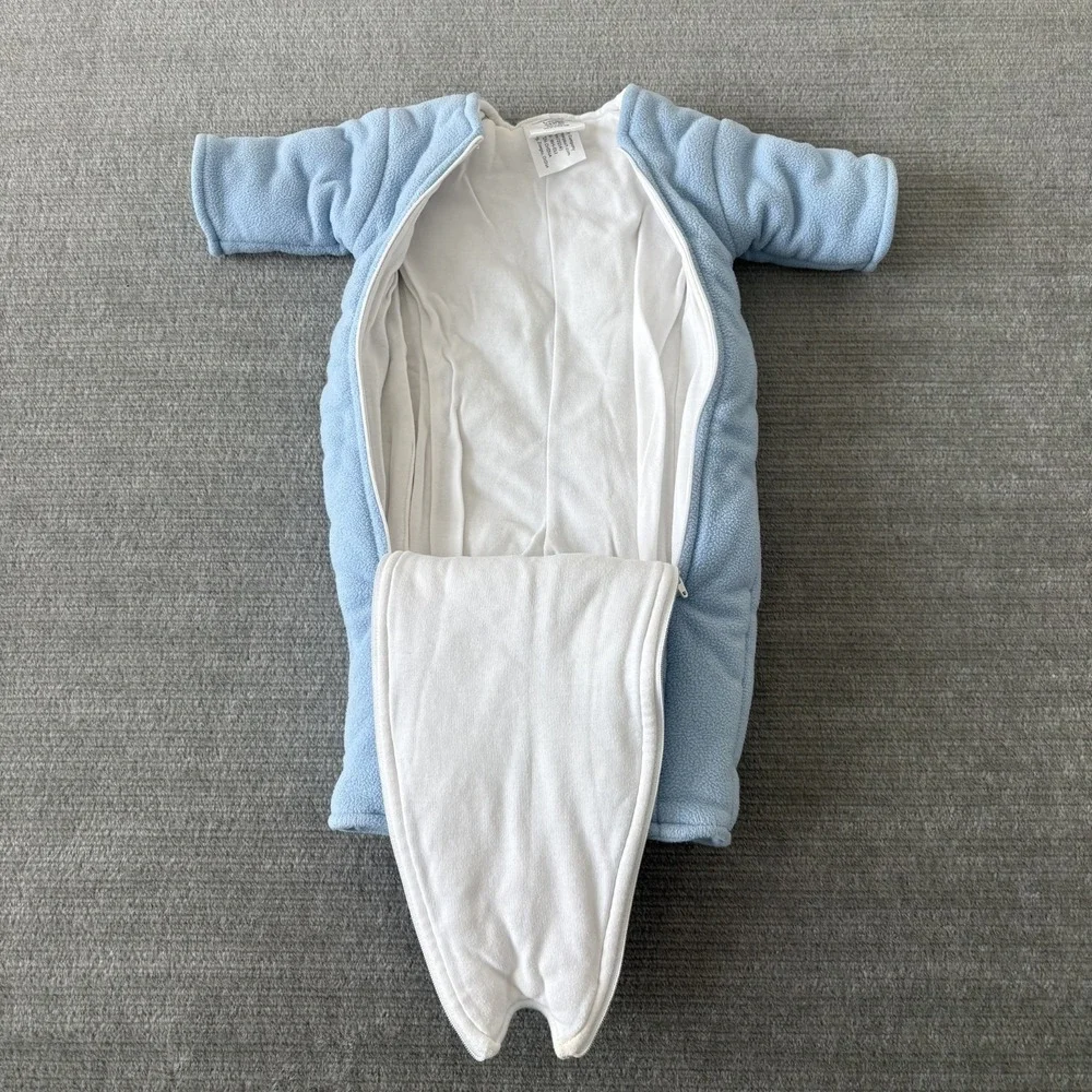 Baby Merlins Magic Sleepsuit Size Large 6-9 Months 18-21 LBS Light Blue